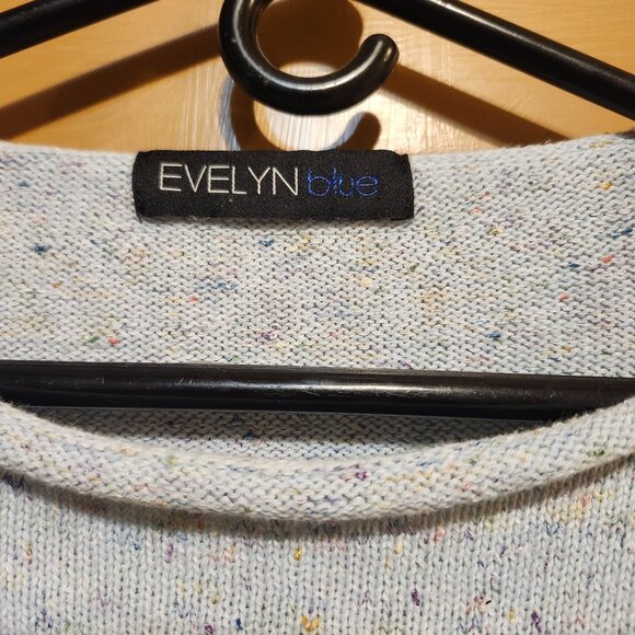 Evelyn Blue Womens Size Med Speckled Knit Sweater Distressed Hem Split Seam Blue - Picture 4 of 10
